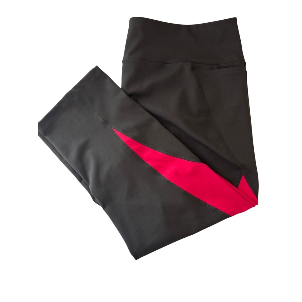 bcg Capri Leggings Women Colorblock Charcoal Gray Pink Pockets NEW without tag